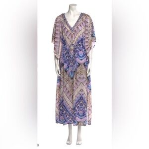Letarte Purple and Blue Patterned Kaftan Dress - Size S